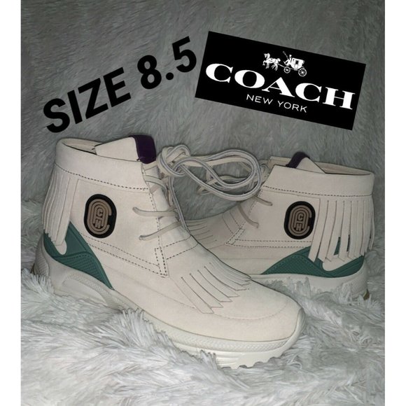 Coach Frihge Moccasin Pilot Fringed Soft Top Sneak - Picture 1 of 9